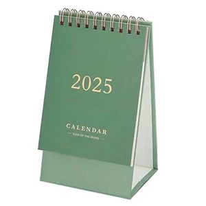 2025 Mini Desk Calendar Monthly Flip Wirebound Calendar 6.5" x 3.7" - Green O... - Picture 1 of 6