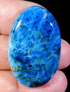 78 CT 8X24X38 mm Natural NEON BLUE APATITE Oval Cabochon BRA Gemstone EZ-509 - Picture 1 of 5