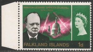 Falkland Islands SG #224w VF MVLH - 1966 1p Churchill Memorial / Wmk. Inverted - Picture 1 of 1