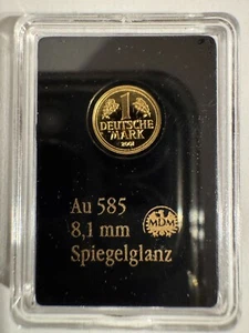 1 Deutsche Mark 2001 Gold AU 585 Spiegelglanz, 8,1mm, 0,28 Gramm - Bild 1 von 2