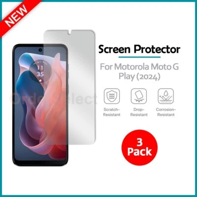 Paquete de 3 protectores de pantalla LCD ultra transparentes HD para teléfono Motorola Moto G Play (2024) Foto 1 de 4