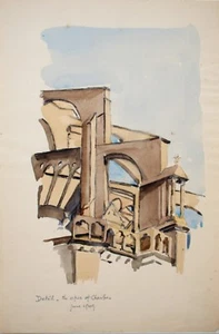 Reverend Henry Balmforth. Watercolour. Detail Apse of Chartres, France June 1949 - Picture 1 of 2