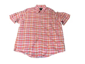Brooks Brothers Shirt Mens XL White Pink Button Up Plaid Short Sleeve - Picture 1 of 4