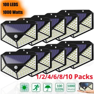 100 LED Solar Power Wall Light Outdoor PIR Motion Sensor Security Garden Lamp US - Picture 1 of 17