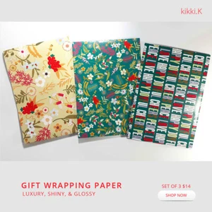 3 Papel de Envolver Regalo Navidad Cumpleaños Flor Lujo Verde Floral ID WRP16 - Imagen 1 de 8