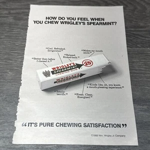 Wrigley's Spearmint Chewing Gum Vintage 1989 Print Ad Ephemera 80s - Picture 1 of 2