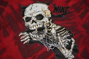 Nike Kids M Skull Graphic Shirt Red Tie Dye Skeleton Casual Tee - Picture 1 of 8