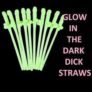 10 Glow In The Dark Willy Drinking Hens Night Games Party Penis Dick Straws - Picture 1 of 2