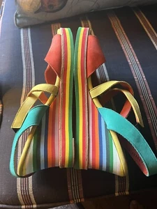 Arche Women’s Leather Multi Color Rainbow Platform Heel Sandals 10 - Picture 1 of 11