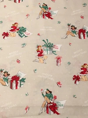 Alexander Henry Navidad "para ti" Tela Beige 7/8 de yarda x 44" Foto 1 de 2