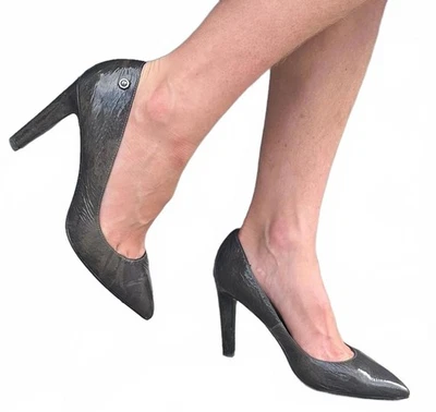 Diesel Gunmetal Gray Patent Leather Pumps - Image 1 of 4