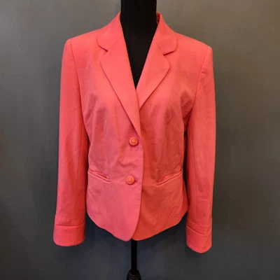Chaqueta Blazer JUDITH HART Rosa Caliente Sólida 2 Bolsillos BOTÓN-UP Talla 10 Foto 1 de 4