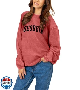 chicka-d NCAA Georgia Bulldogs Damen Cord Sweatshirt, rot, Medium - Bild 1 von 4
