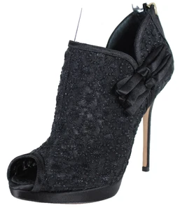 Zapatos de salón CHRISTIAN DIOR negros de malla bordada con detalle de lazo punta abierta 37,5 - Imagen 1 de 10