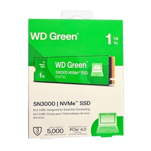 Western Digital 1TB WD Green SN3000 PCIe Gen4 NVMe M.2 SSD (5000MB/s)WDS100T4G0E - Picture 1 of 1