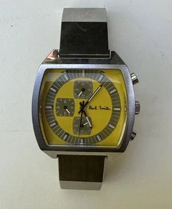 Orologio da polso cronografo Paul Smith giallo Jumbo quadrante TV bracciale e scatola originale - Foto 1 di 8