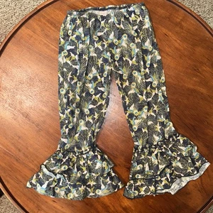 Girls Giggle Moon Peacock Print Ruffle Pants Size 6 - Picture 1 of 6