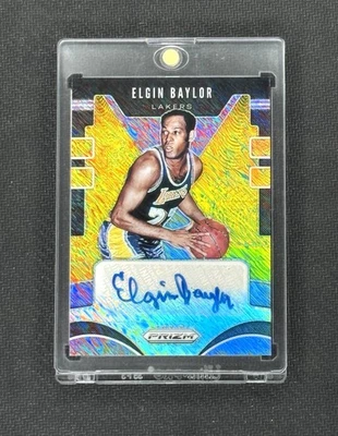 Panini Prizm FOTL 2019-20 Elgin Baylor Gold Shimmer Auto/10 SSP Lakers Salón de la fama Foto 1 de 2