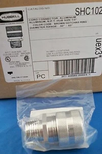 STRAIGHT STRAIN RELIEF CORD CONNECTOR 1/2" ALUMINUM HUBBELL SHC1024 5D725 - Picture 1 of 3