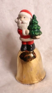 Vintage 1950's Santa 5" Bell Ceramic with Gold Gilt Accents Decoration Figurine - Picture 1 of 8