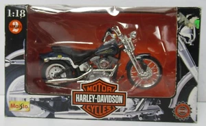 1997 Maisto Harley Davidson Motorcycle Blue FXSTS Springer Softail 1:18 Series 2 - Picture 1 of 8