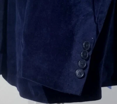 Adolfo 50L Blue Velvet Velour Cotton Sport Coat Blazer Jacket Dinner Event NWOT - Image 1 of 4