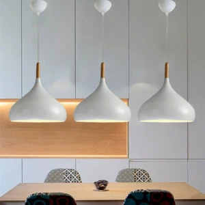 3X Modern Pendant Lights Wood Ceiling Light Kitchen Lamp Bar Chandelier Lighting - Picture 1 of 11
