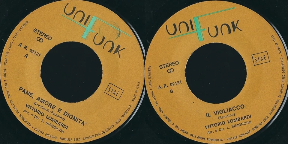 Record 45 RPM Vittorio Lombardi ‎– Bread, Love E Dignità The Coward - Image 1 of 1