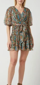 TED BAKER LONDON TIANIA FLORAL SMOCKED PANEL WRAP TIE DRESS UK 12 TB 3 - Picture 1 of 10