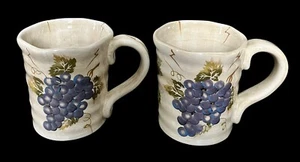 Set Of 2 Tabletops Unlimited Cabernet Mugs Cups Hand Painted Grapes Collection - Picture 1 of 9
