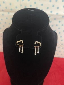 Aretes De Corazon 18K Gold Fashion Con Zirconias De Mujer New - Picture 1 of 5