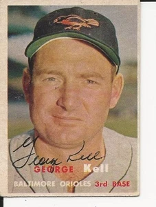 Autographed 1957 Topps George Kell Baltimore Orioles Baseball card #230  w/COA - Picture 1 of 1
