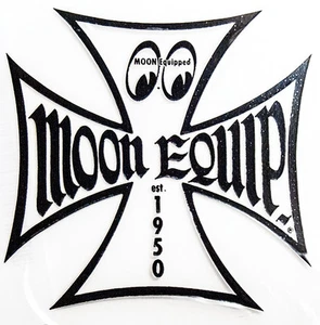 Moon Equipped Die-Cut Vinyl Iron Cross Decal Sticker Black Adhesive on Back - Picture 1 of 1