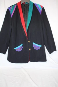 SFR SANTA FE RECREATIONS Multi-Color Suede & Wool Blend South West Coat L-B121 - Picture 1 of 6