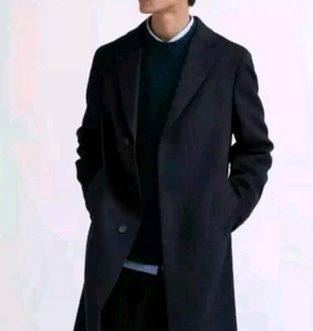 UNIQLO Wool Cashmere Chesterfield Coat Navy M - Picture 1 of 3