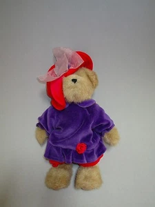 JUNGEN BÄREN ROTER HUT GESELLSCHAFTSBÄR, Bär mit rotem Hut, Bär in lila Kleid, gebraucht, in einwandfreiem Zustand - Bild 1 von 6