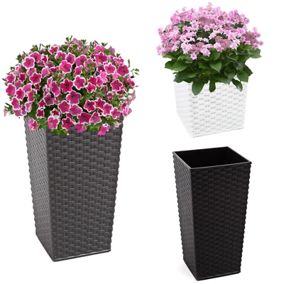 Pflanzkübel Rattanoptik Kunststoff – Quadratisch, Niedrig & Hoch – 3 Farben - Bild 1 von 4