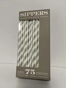 Sippers Candy Striped Decorative Paper Straws. 75 Count. - Picture 1 of 5