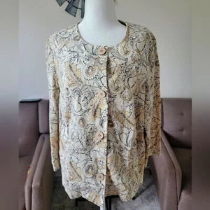 J. Jill Damen schöner geblümter Leinenmischung Blazer Gr. Medium.. - Bild 1 von 15
