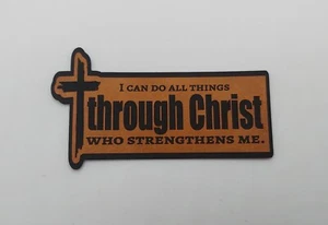 Philippians 4:13 Through Christ - Iron-on Patches 2"x3.5"  Light Brown  - Picture 1 of 2