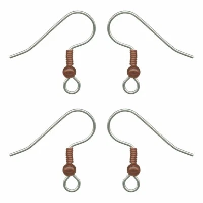 50 CABLES DE OREJA DE ACERO INOXIDABLE Ganchos Franceses ~ Antiguo CUENTAS DE COBRE + Bobina ~ Foto 1 de 3