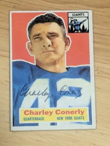 CHARLEY CONERLY SIGNED AUTOGRAPHED 1956 TOPPS CARD # 77 NEW YORK GIANTS - Picture 1 of 2