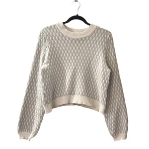 Anthropologie Pepin Sweater Gray White Color Cropped Pullover Women's Size M - Picture 1 of 12