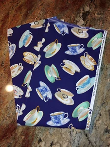 2 yds High Tea Maria Kalinowski for Kanvas Studios Benartex Craft Fabric 42"w - Picture 1 of 7