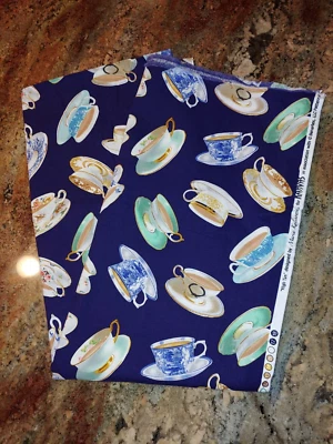 2 yds High Tea Maria Kalinowski for Kanvas Studios Benartex Craft Fabric 42"w - Image 1 of 4