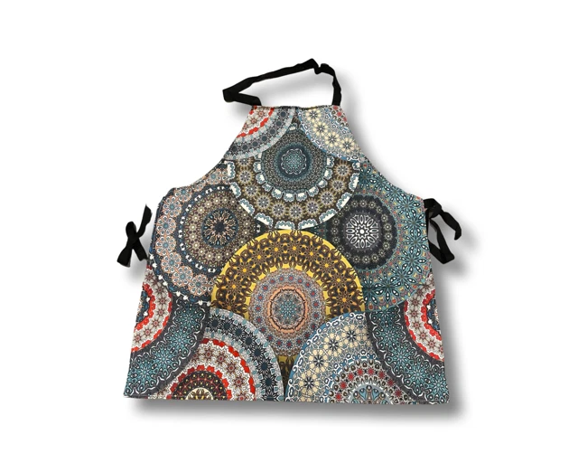 Printed Apron -  Circles - Kitchen Work Adult Cafe Restaurant Baking Cooking - Image 1 of 1