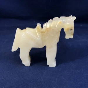Estatuilla de caballo de piedra tallada pony blanco hecho a mano 3 pulgadas Figura Sanborn México - Imagen 1 de 15