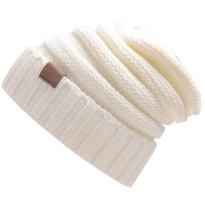Ladies Beanie Hat Womens Fleece Winter Warm Knitted Slouch Skull Cap Beaines Cap - Imagem 1 de 4