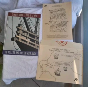 La Santa Maria, La Pinta y La Nina By Guadalupe Chocano & Columbus' log 500th - Picture 1 of 20