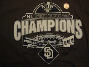 Majestic Authentic San Diego Padres MLB 2010 NLDS Baseball Champions T Shirt L - Picture 1 of 2